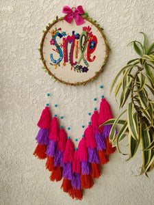 'Smile' Embroidered Hanging Dreamcatcher with Lights