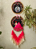Customizable Bride & Groom Calendar Embroidered Double Hoop with Tassels