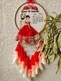 Customizable Bride & Groom Calendar Embroidered Hoop with Tassels