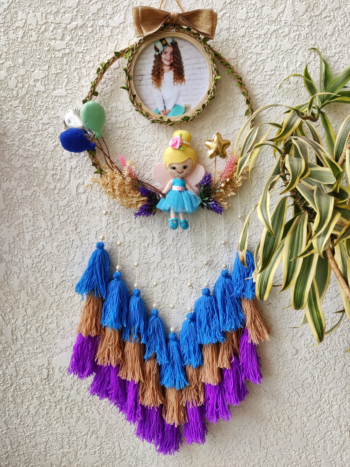 Customizable Photo Felt Wall Hanging with Tassles & Lights