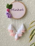 Customizable Floral Mini Embroidered Hoop with Tassels