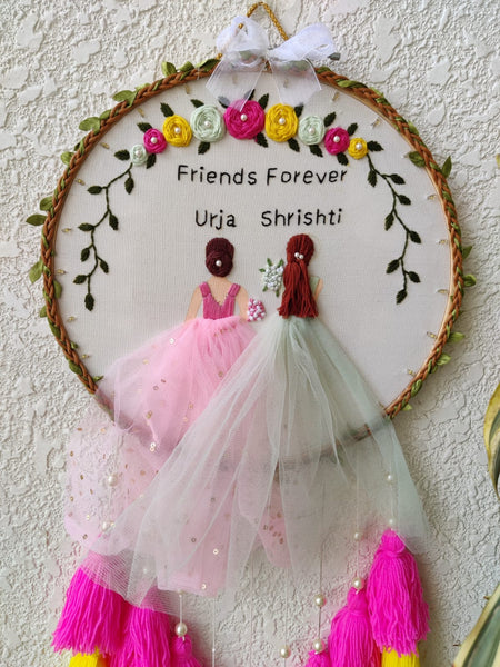 Bride & Bridesmaid Embroidered Hoop with Tassels & Lights