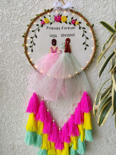 Bride & Bridesmaid Embroidered Hoop with Tassels & Lights