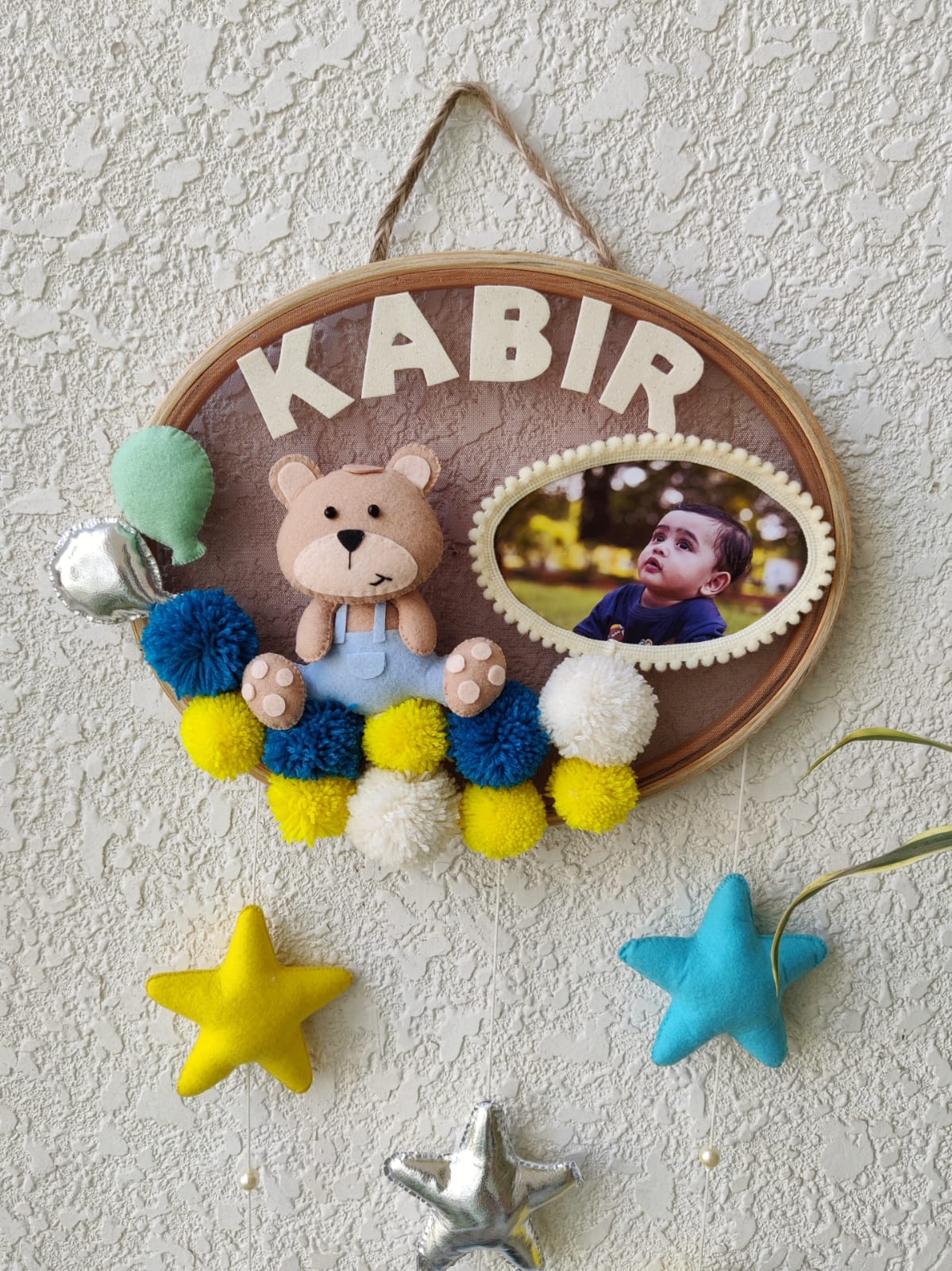 Customizable Name & Photo Felt Wall Hanging with Stars
