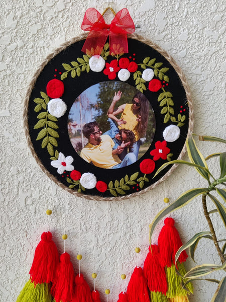 Embroidered Floral Photo Frame Hoop with Tassles
