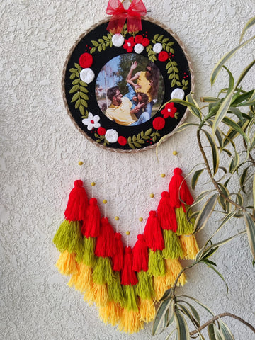 Embroidered Floral Photo Frame Hoop with Tassles