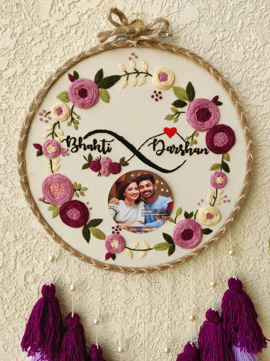 Customizable Name Embroidered & Photo Hoop with Tassles