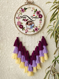 Customizable Name Embroidered & Photo Hoop with Tassles