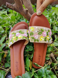 Hand Embroidered Sequence Floral Jute Sliders