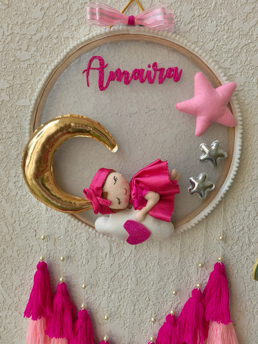 Customizable Name Felt Wall Hanging with Tassles & Lights
