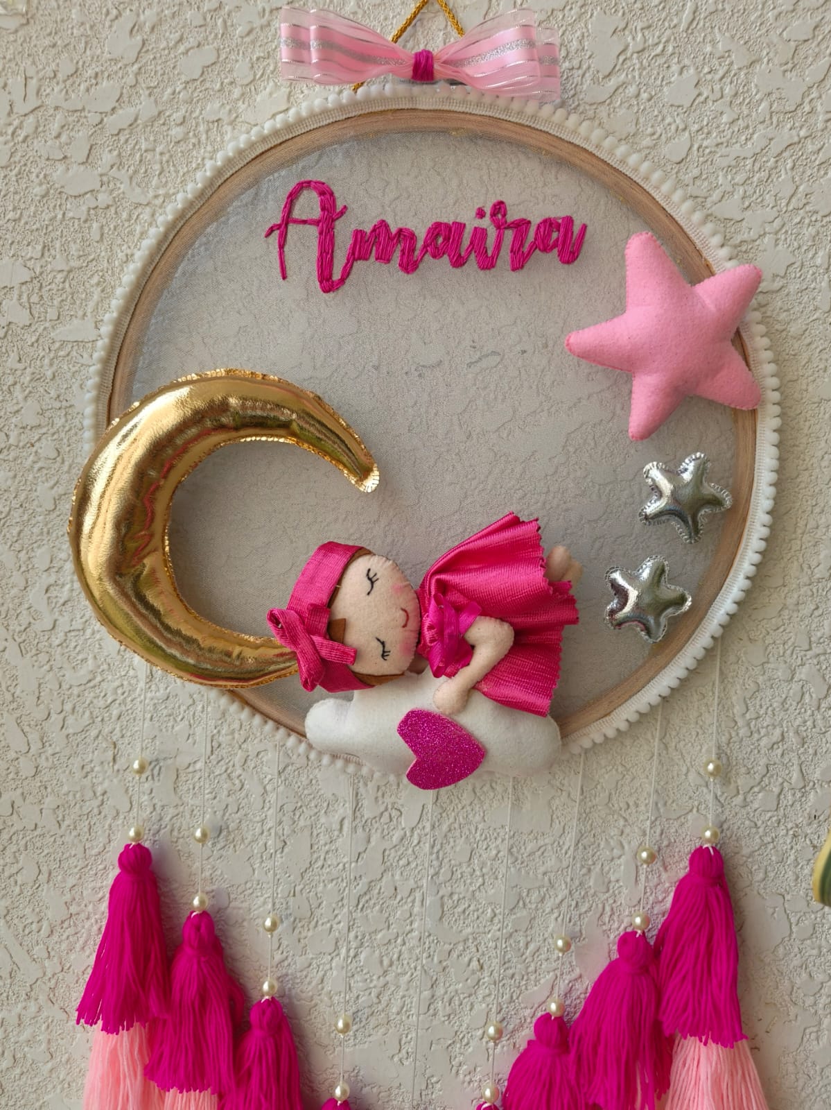 Customizable Name Felt Wall Hanging with Tassles & Lights