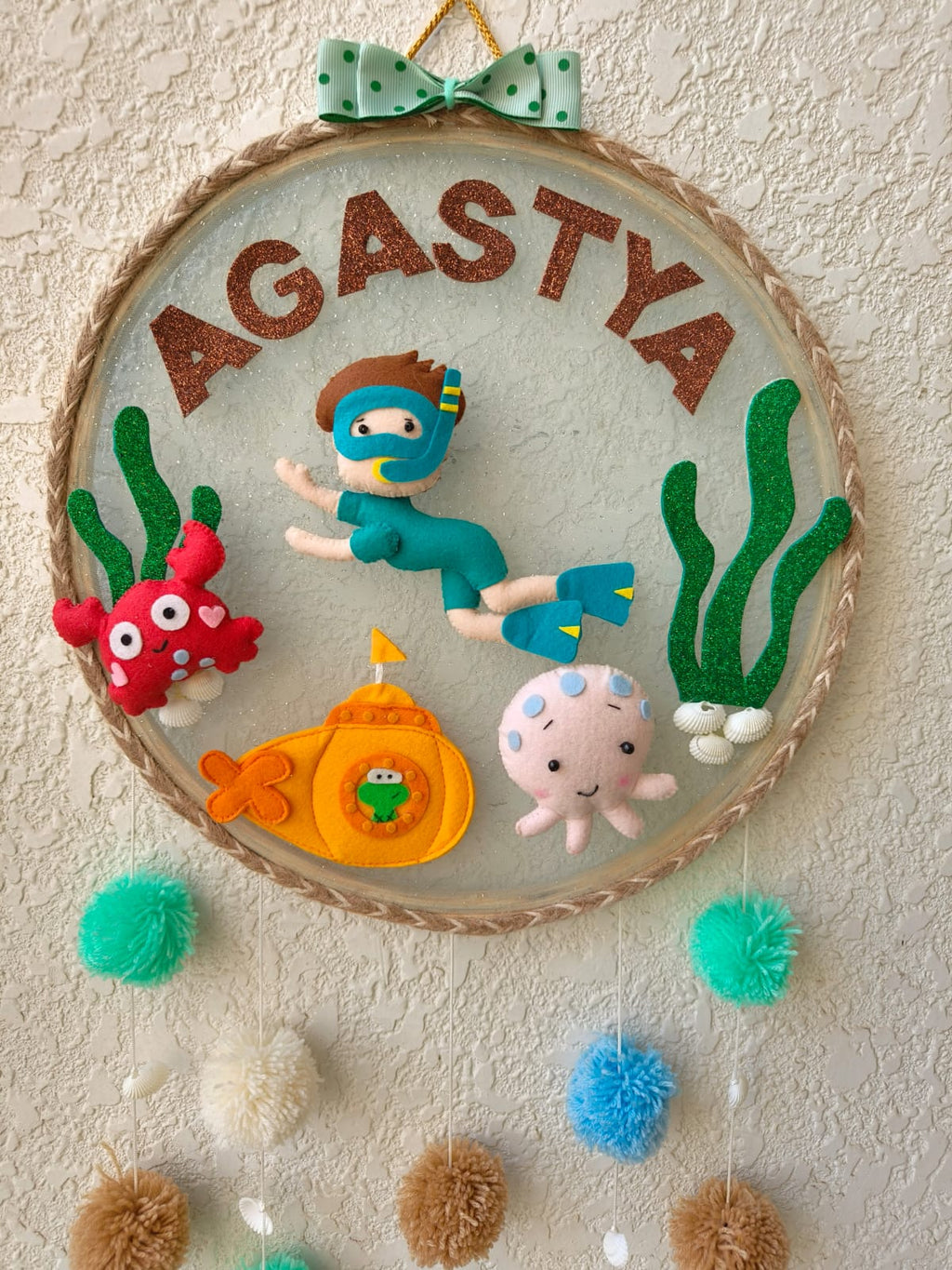 Customizable Name Felt Wall Hanging with Pompom