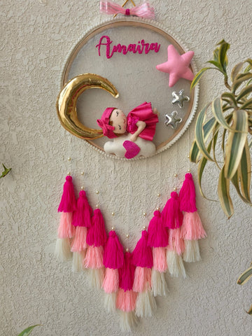 Customizable Name Felt Wall Hanging with Tassles & Lights