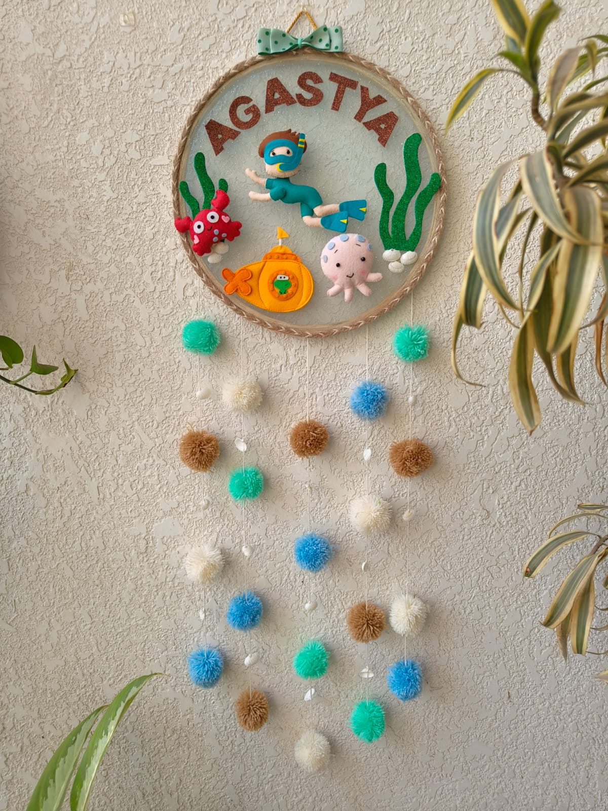 Customizable Name Felt Wall Hanging with Pompom