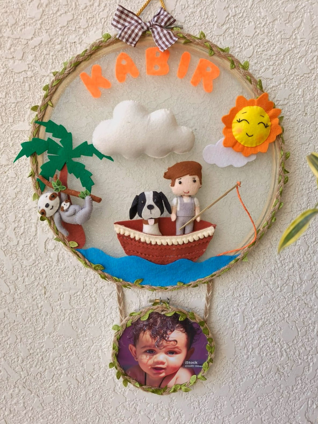 Customizable Name & Photo Felt Wall Double Hoop