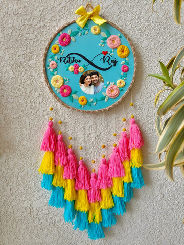 Customizable Name Embroidered & Photo Hoop with Tassles