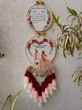 Customizable Bride & Groom Calendar Embroidered Double Hoop with Tassels
