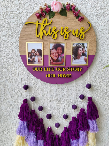 'This is us' Photo Frame Hoop with Tassles