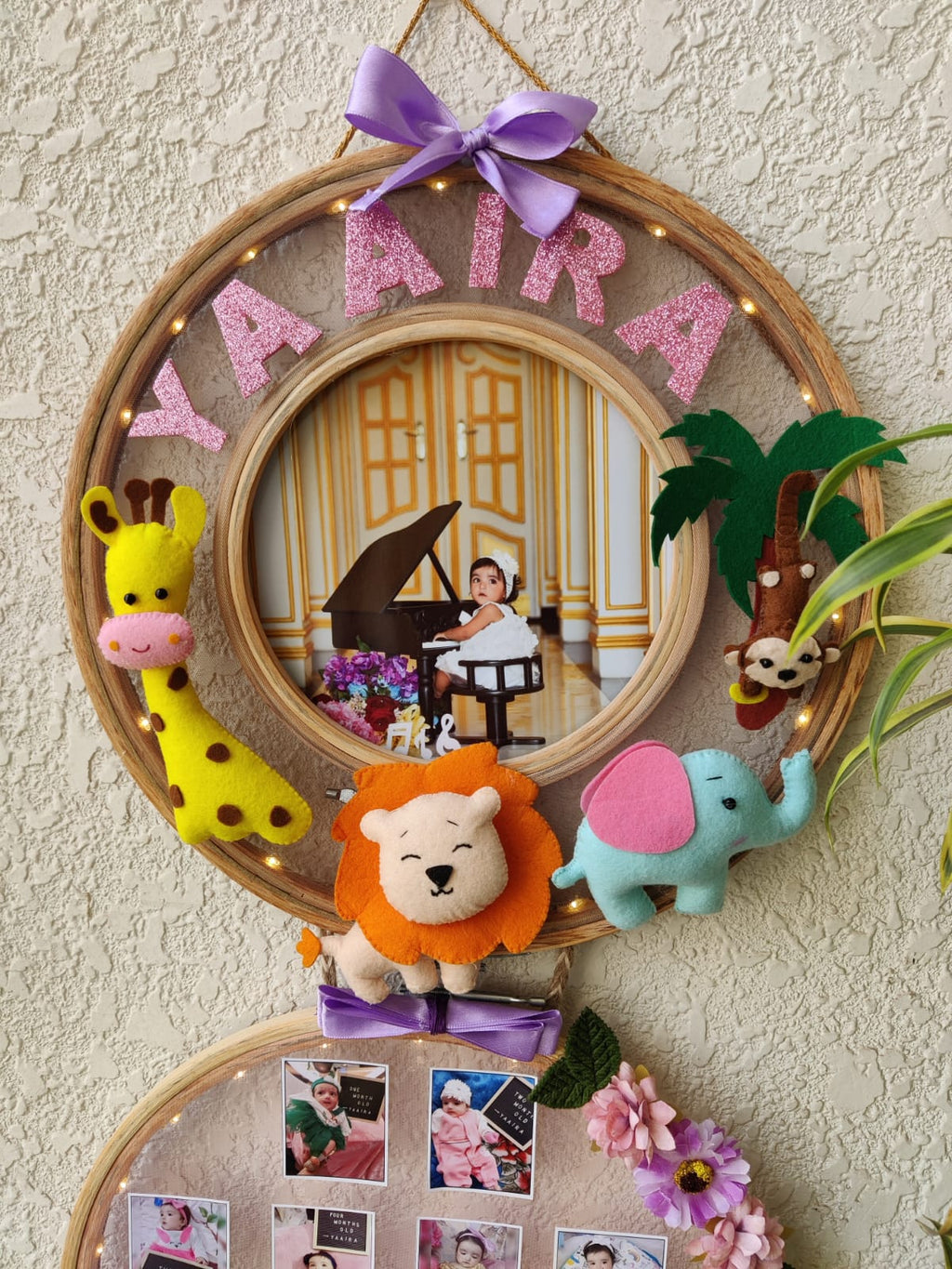 Customizable Name & Photo Felt Wall Hanging with Tassles & Lights
