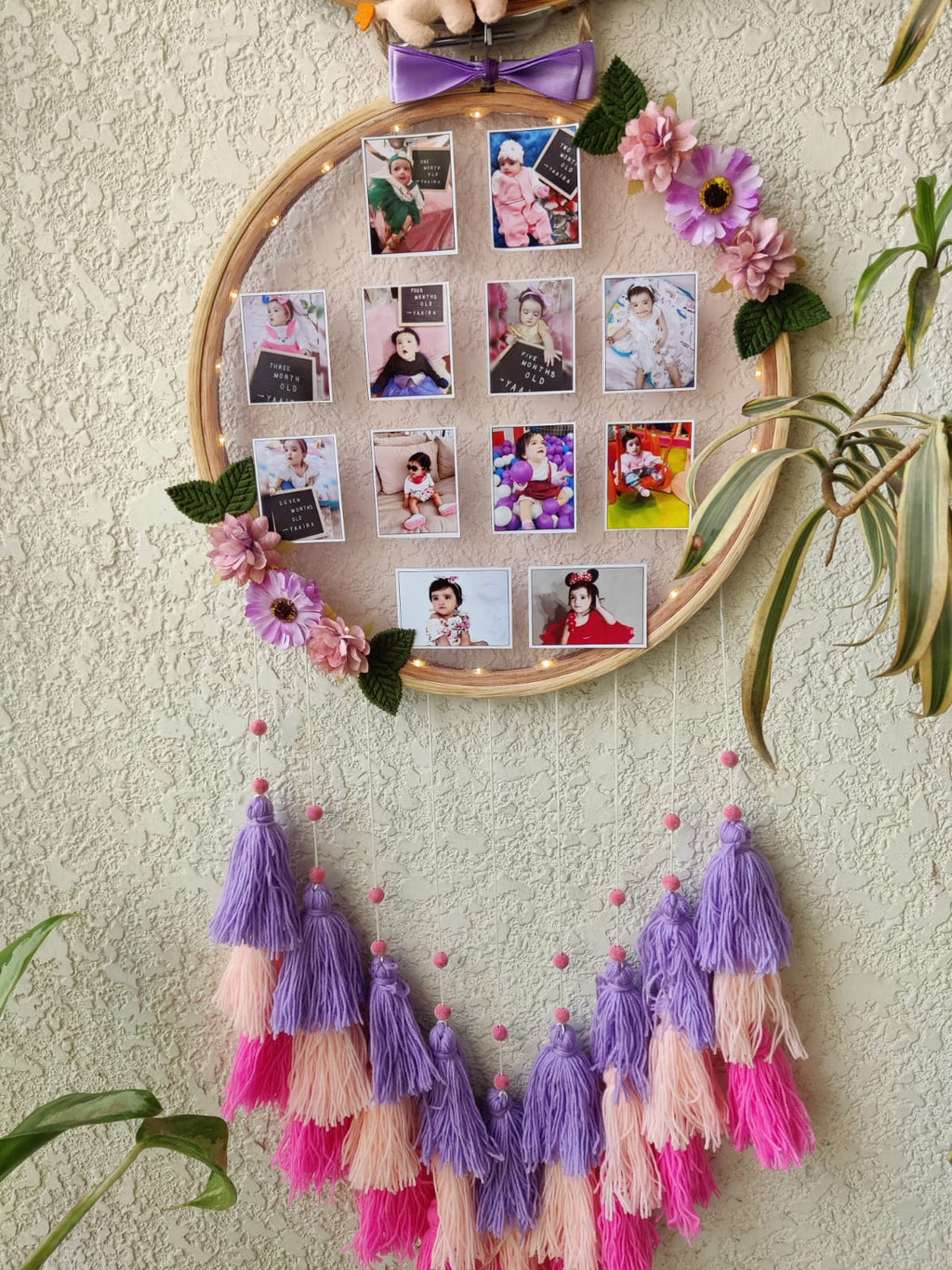 Customizable Name & Photo Felt Wall Hanging with Tassles & Lights