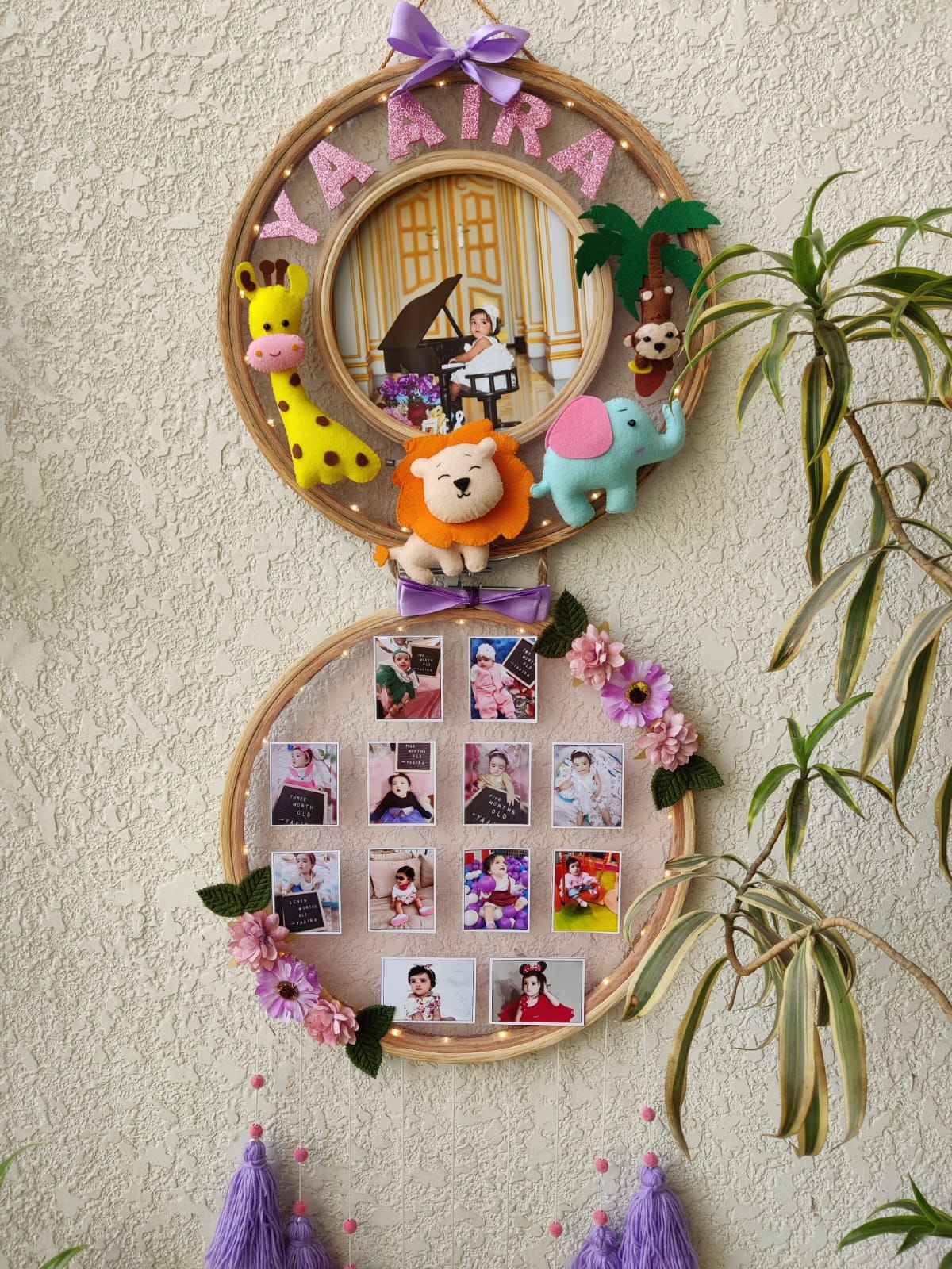 Customizable Name & Photo Felt Wall Hanging with Tassles & Lights