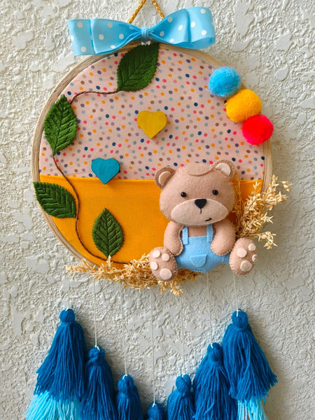 Kids Decor Teddy Wall Hanging with Tassles