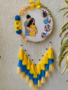 Expecting Couple Embroidered Photo Hoop with Tassels