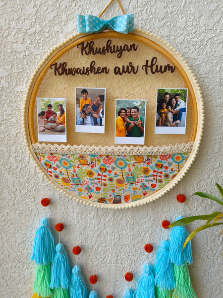 'Khushiyan Khwaishen aur Hum' Photo Frame Hoop with Tassles