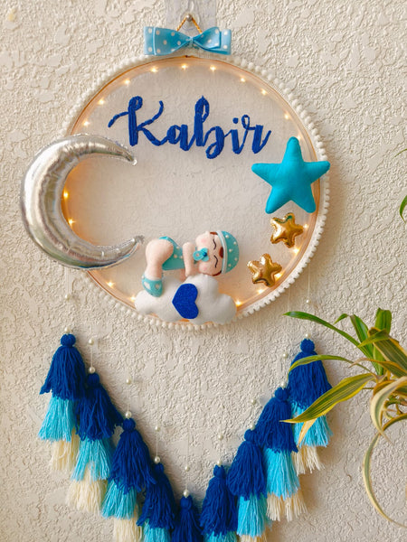 Customizable Name Felt Wall Hanging with Tassles & Lights