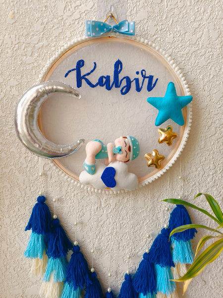 Customizable Name Felt Wall Hanging with Tassles & Lights