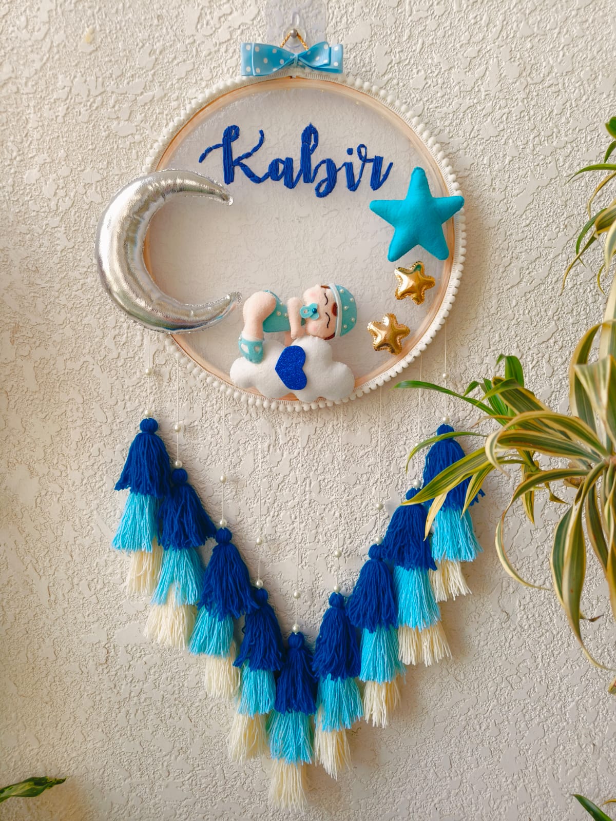 Customizable Name Felt Wall Hanging with Tassles & Lights