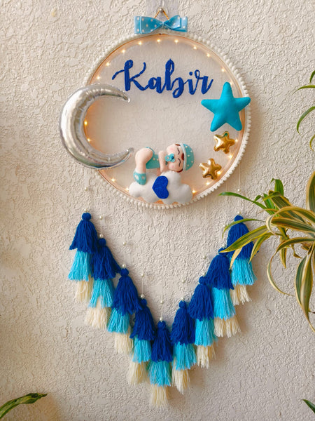 Customizable Name Felt Wall Hanging with Tassles & Lights