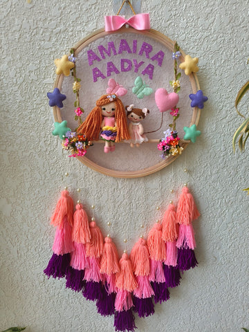 Customizable Name Felt Wall Hanging with Tassles & Lights