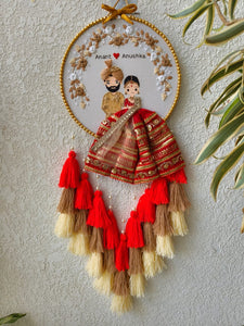 Customizable Couple Embroidered Hoop with Tassels