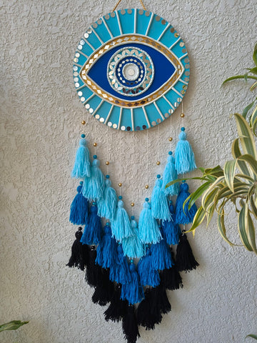 Evil Eye Lippan Art Wall Hanging with Tassles