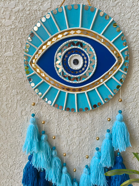 Evil Eye Lippan Art Wall Hanging with Tassles