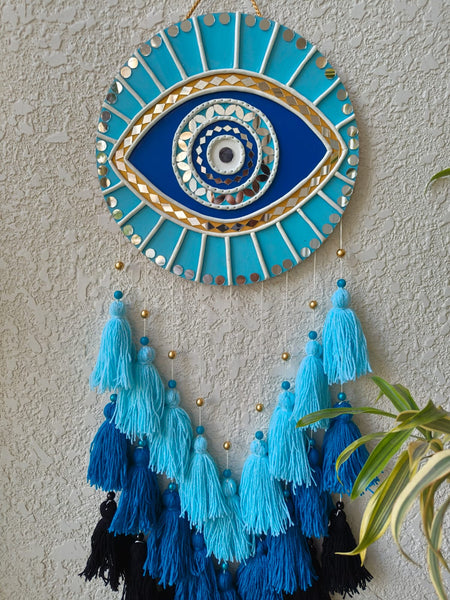 Evil Eye Lippan Art Wall Hanging with Tassles