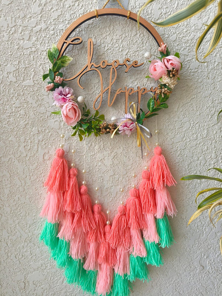 'Choose Happy' Hanging Dreamcatcher