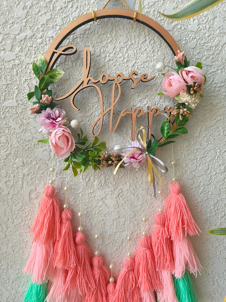 'Choose Happy' Hanging Dreamcatcher