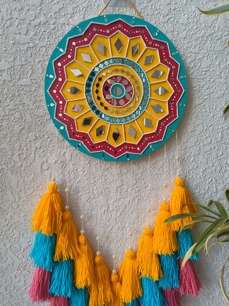 Colorful Lippan Art Wall Hanging with Tassles