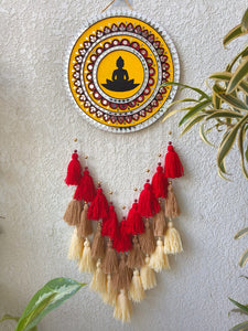 Buddha Lippan Art Wall Hanging with Tassles