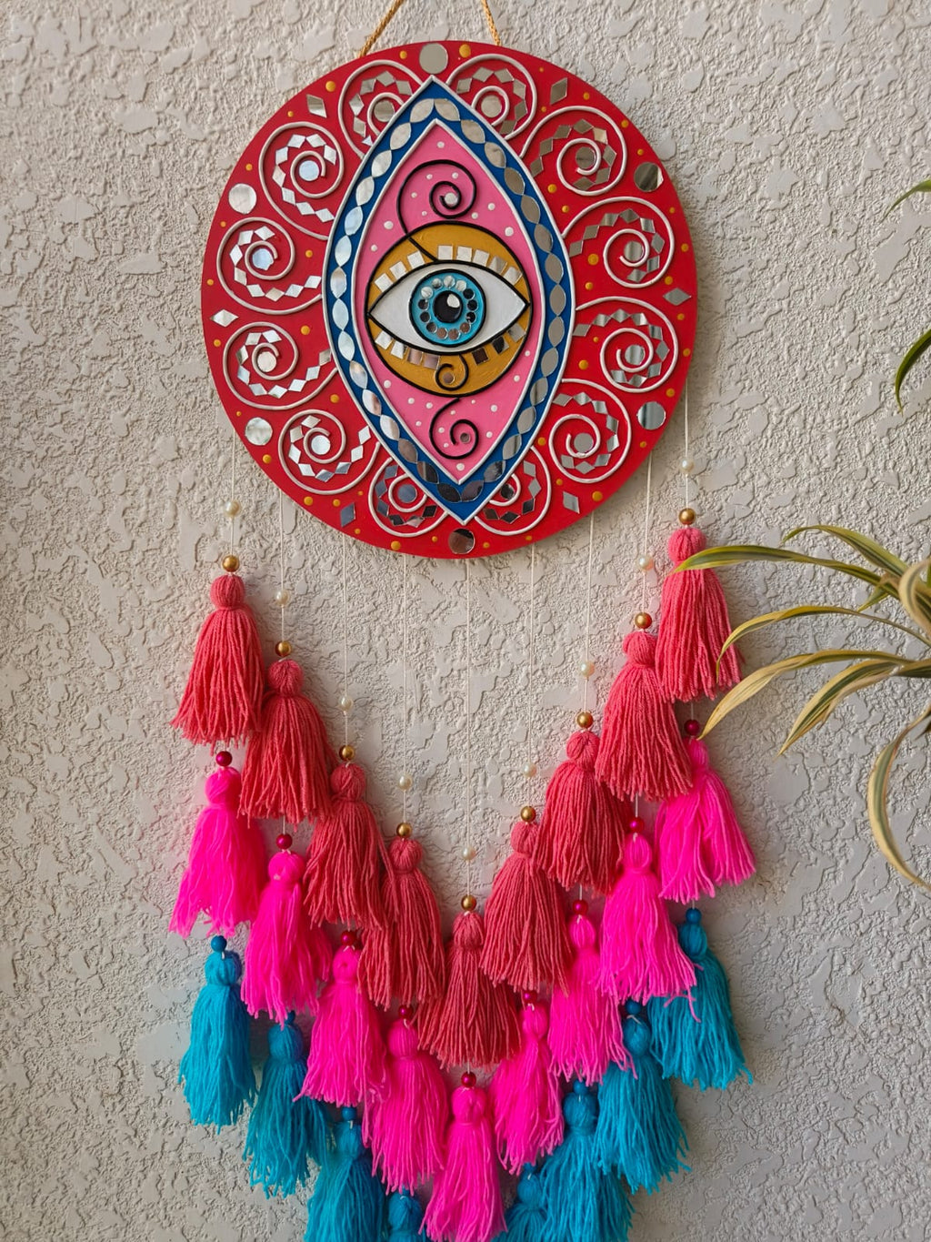 Evil Eye Lippan Art Wall Hanging with Tassles