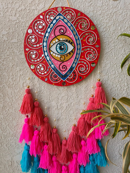 Evil Eye Lippan Art Wall Hanging with Tassles