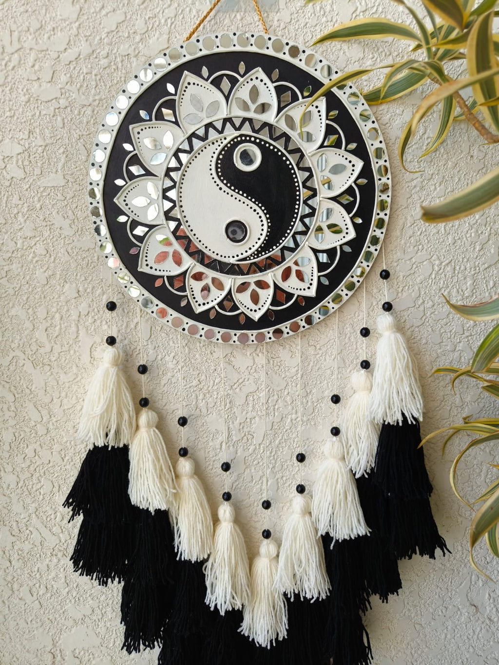 Yin Yang Lippan Art Wall Hanging with Tassles