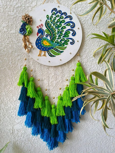 Peacock Lippan Art Wall Hanging with Tassles
