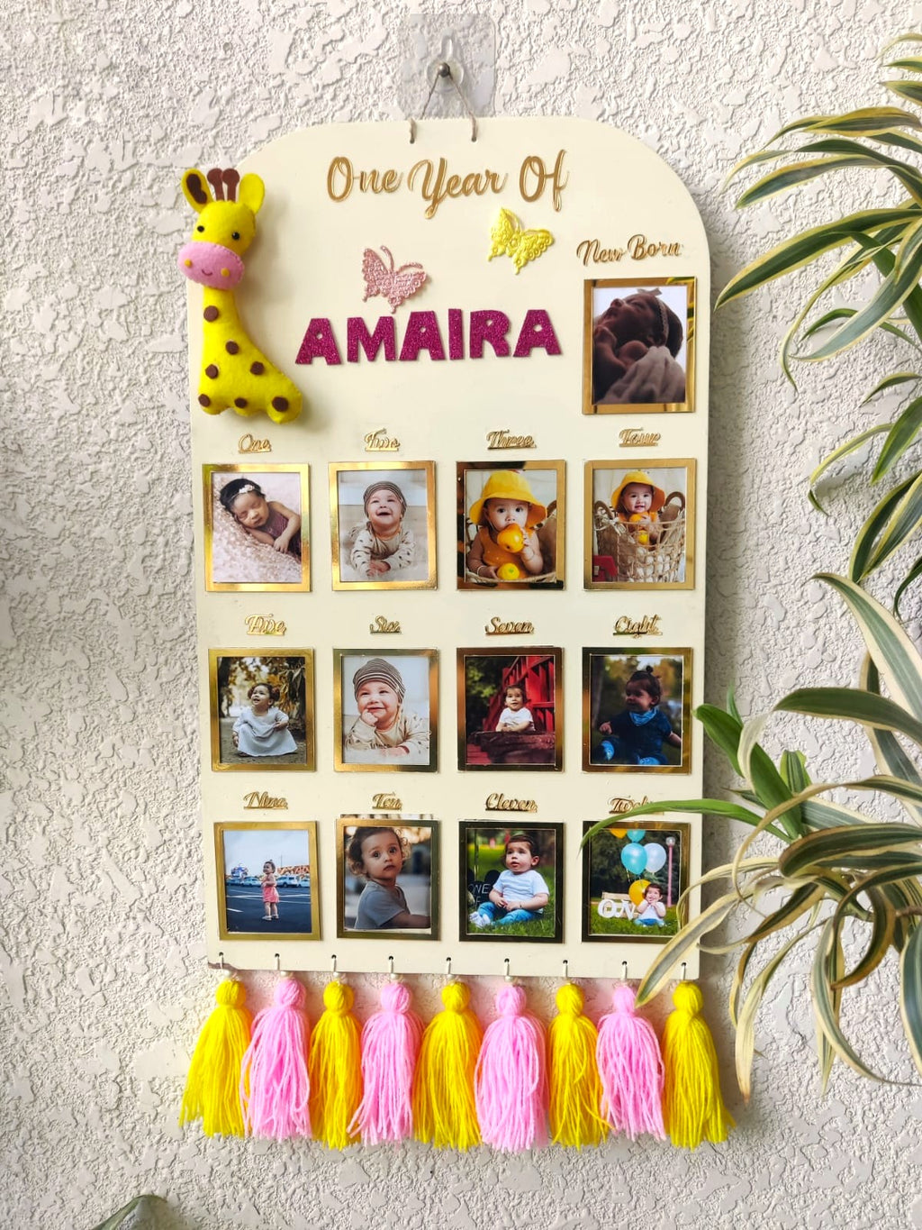 Baby Milestone Photo Board with Tassels