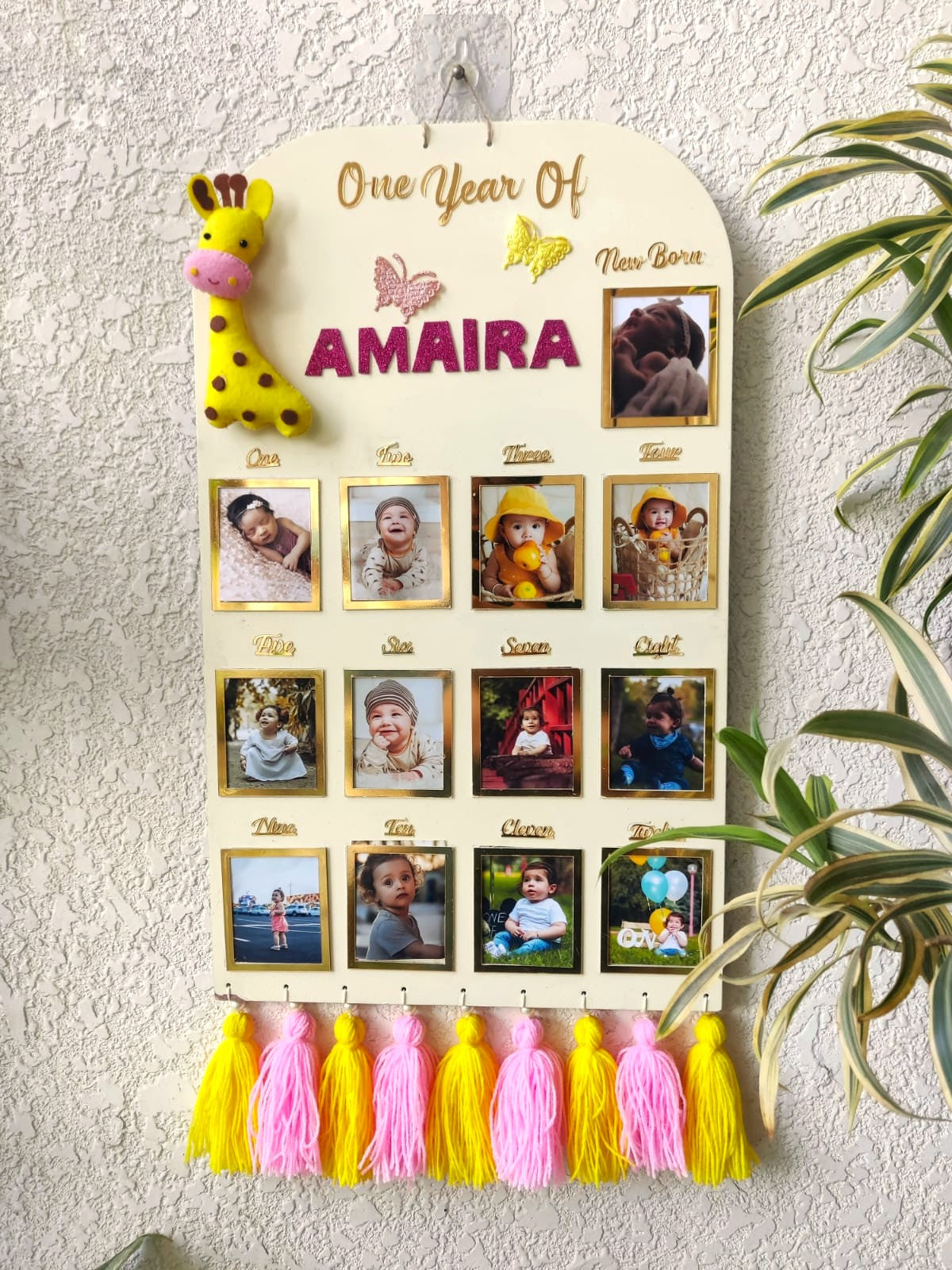 Baby Milestone Photo Board with Tassels