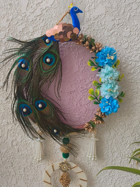 Peacock Wall Decor with Beads and Tassels
