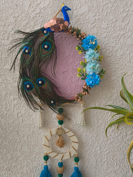 Peacock Wall Decor with Beads and Tassels