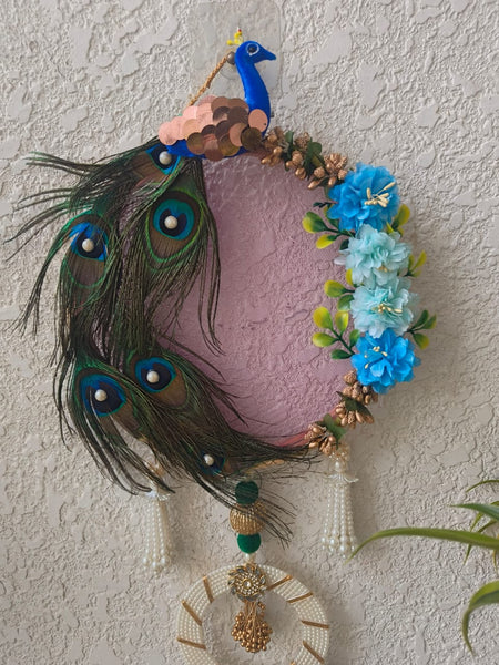 Peacock Wall Decor with Beads and Tassels